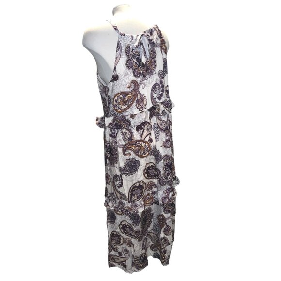 Band of the Free Liliane Paisley Tiered Maxi Dress Sz Small Purple & Cream - Picture 9 of 10